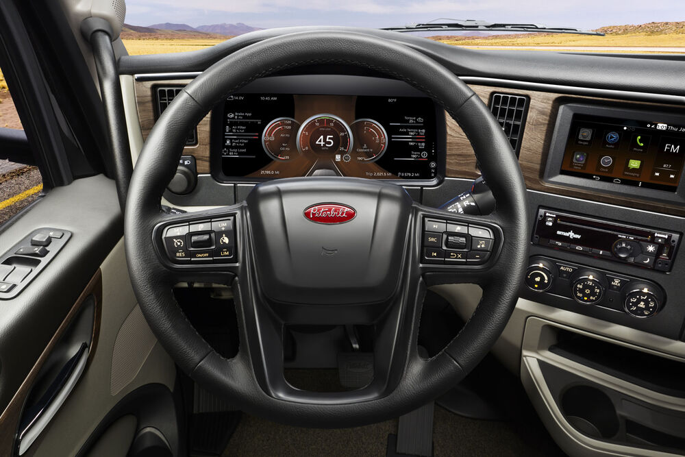 Inside dashboard of Peterbilt 479