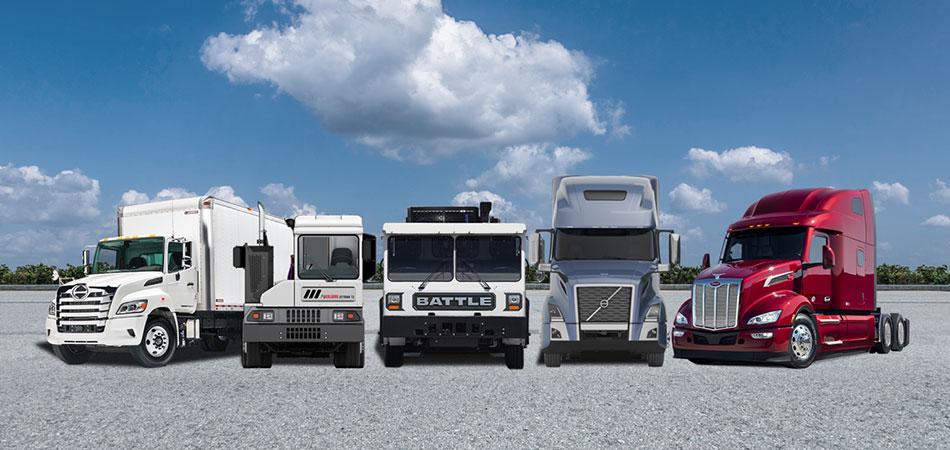 Hino, Kalmar Ottawa, Battle Motors, Volvo and Peterbilt truck lineup